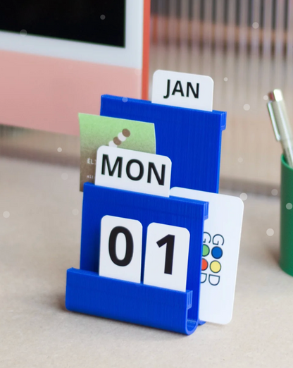 Calendrier perpétuel Warren & Laetitia bleu