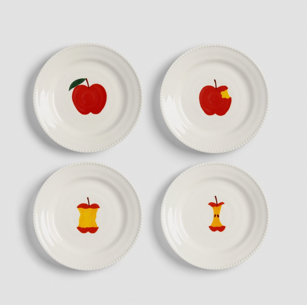 Lot 4 assiettes décor pomme