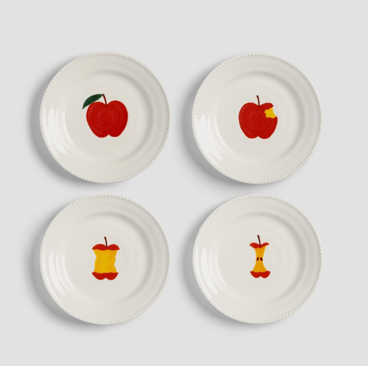 Lot 4 assiettes décor pomme