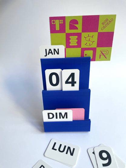 Calendrier perpétuel Warren & Laetitia bleu