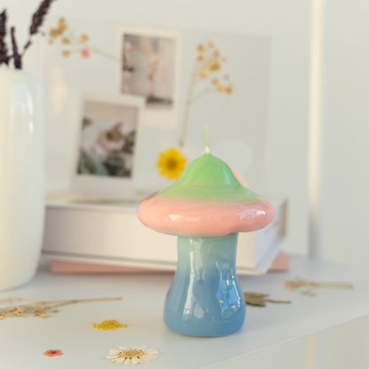 Bougie - Champignon bleu/vert/rose